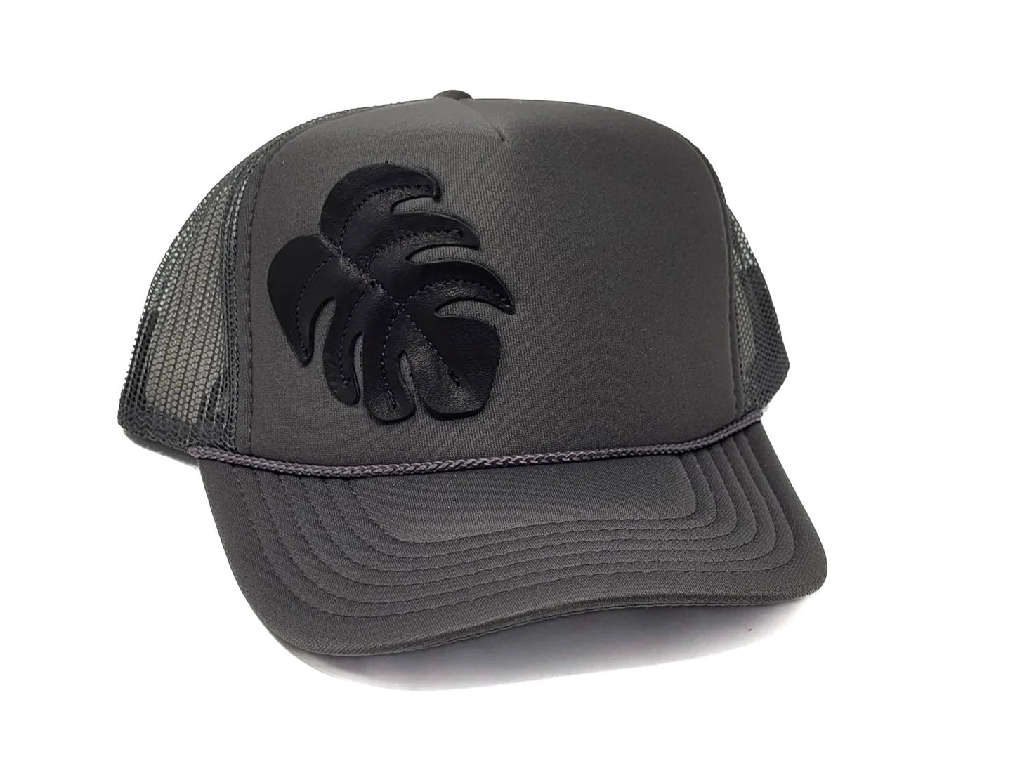 Leather Appliquéd Trucker Hat | Monstera