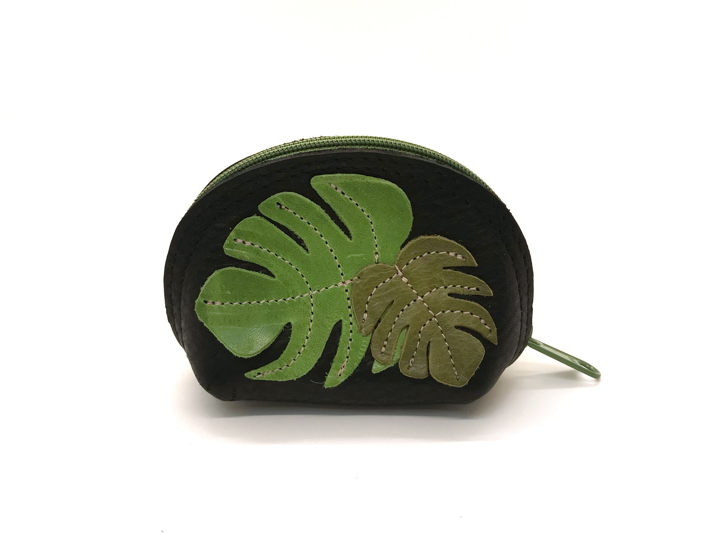 Monstera Leaf Leather Appliqué DJ Pouch