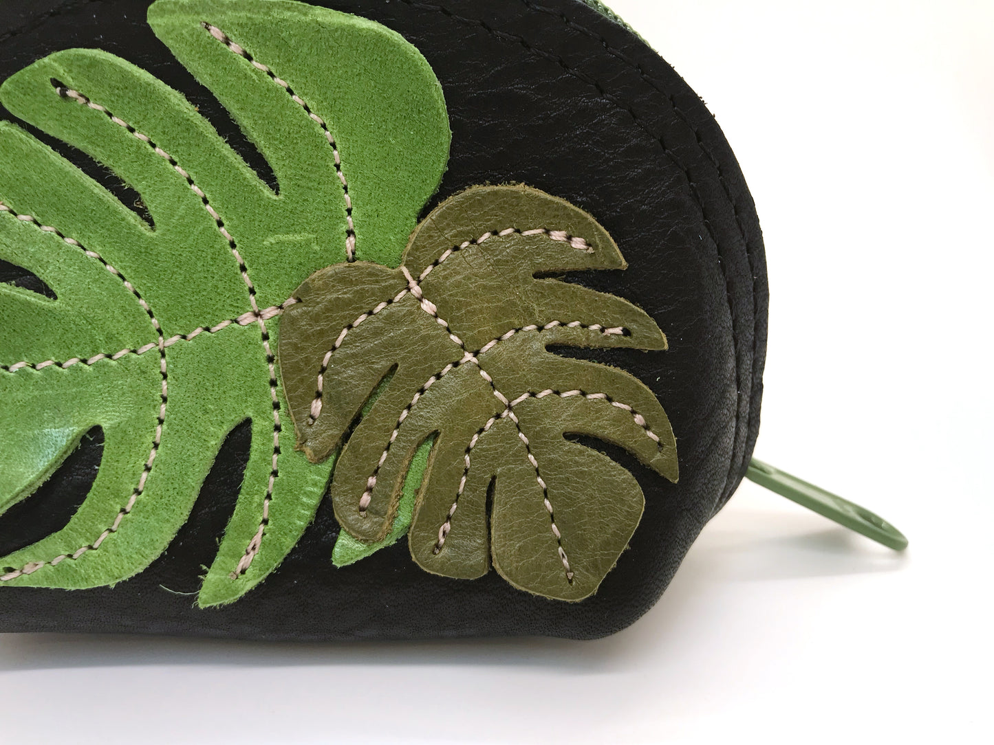 Monstera Leaf Leather Appliqué DJ Pouch