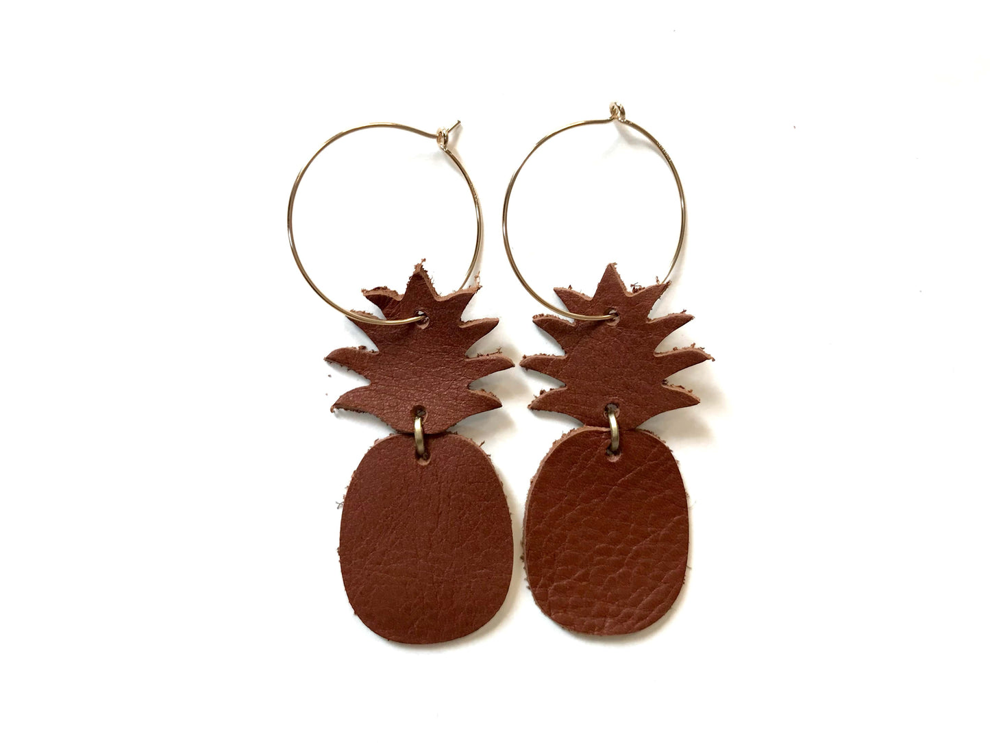 Vicki Jean leather pineapple hoop earrings