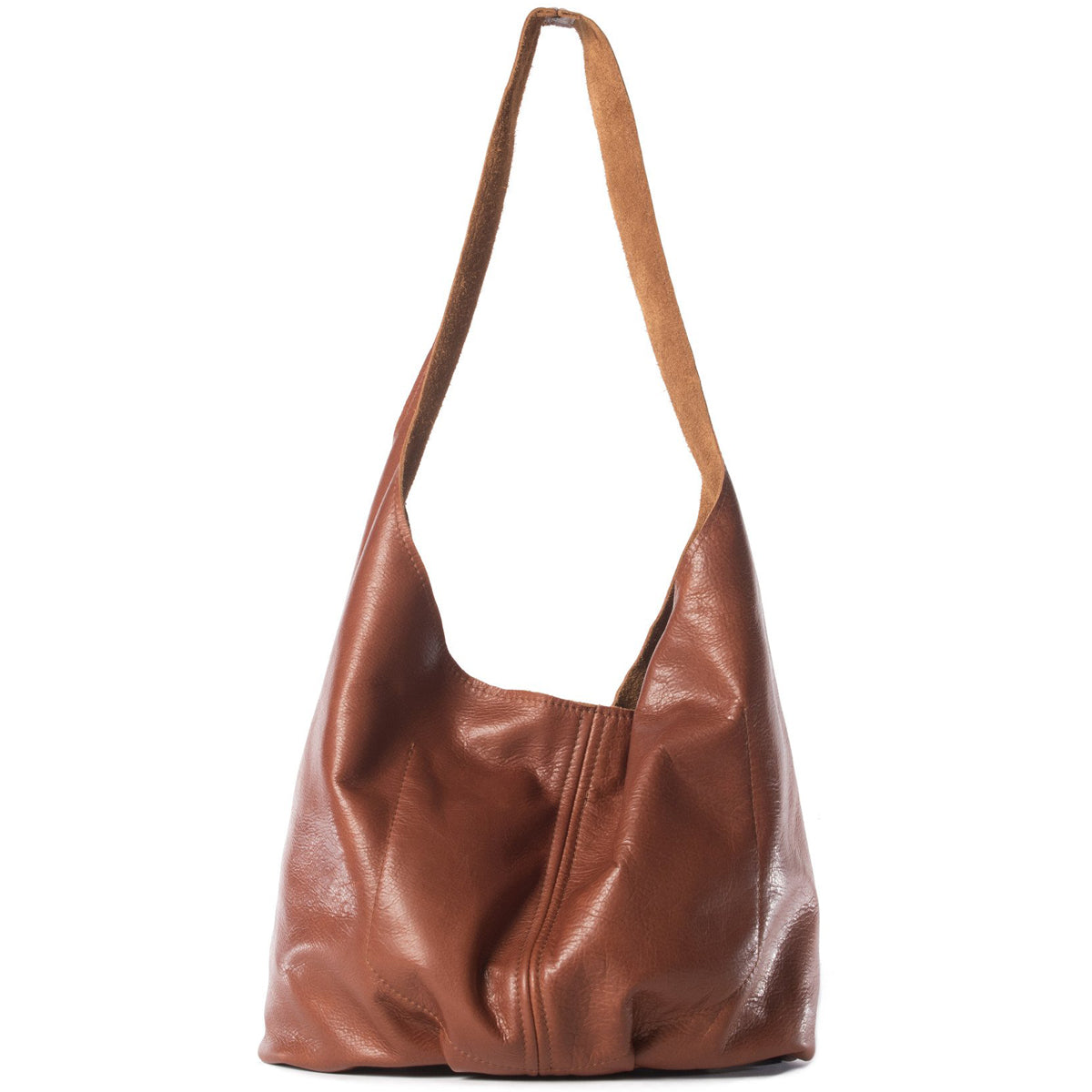 Bourbon leather hobo style handbag handmade in the USA by Vicki Jean.