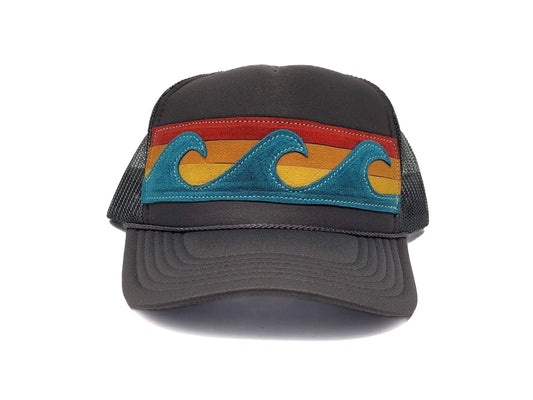 Leather Appliquéd Trucker Hat | Wave Rider