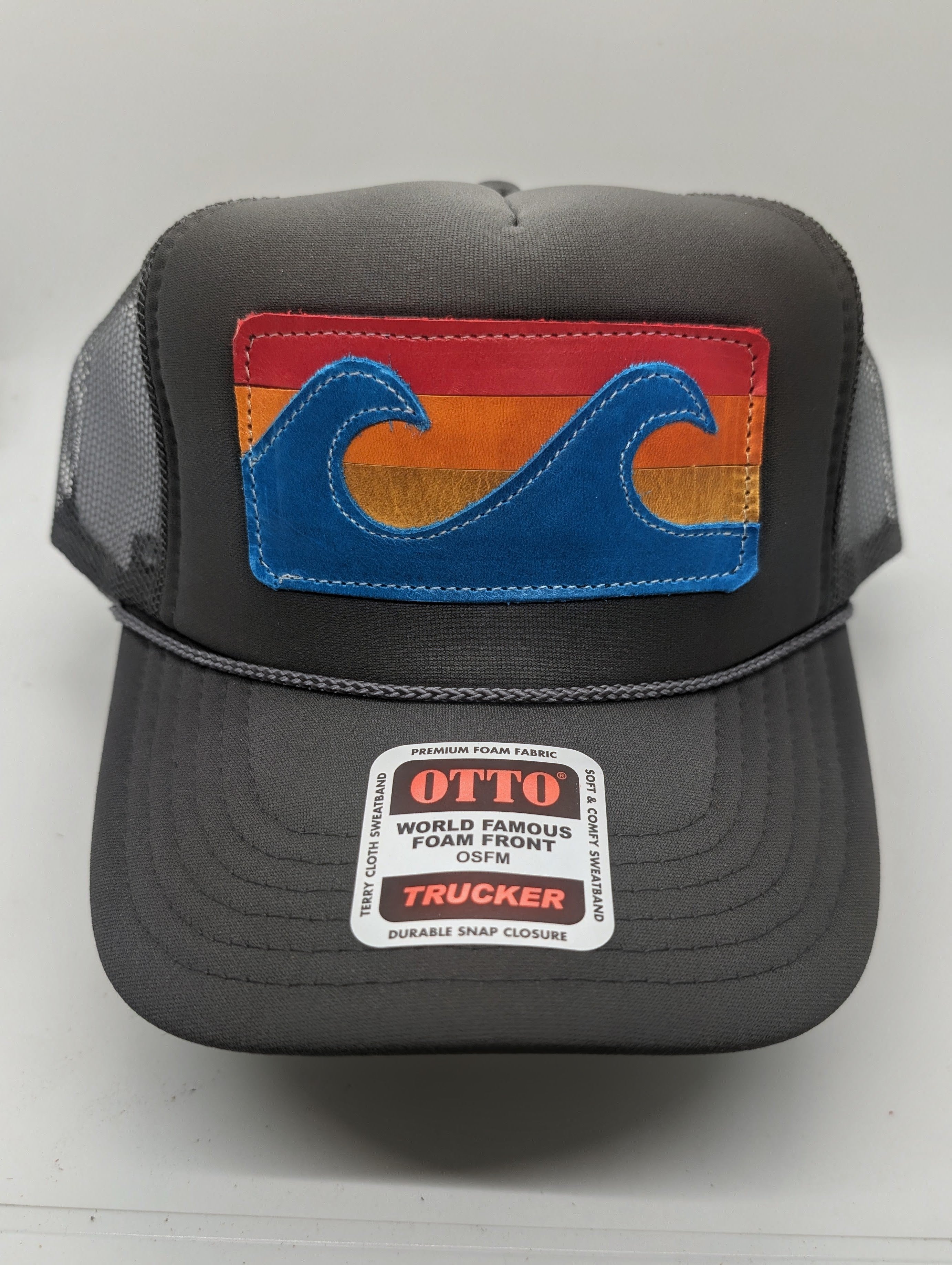 Leather Appliquéd Trucker Hat | Wave Rider – Vicki Jean Leather