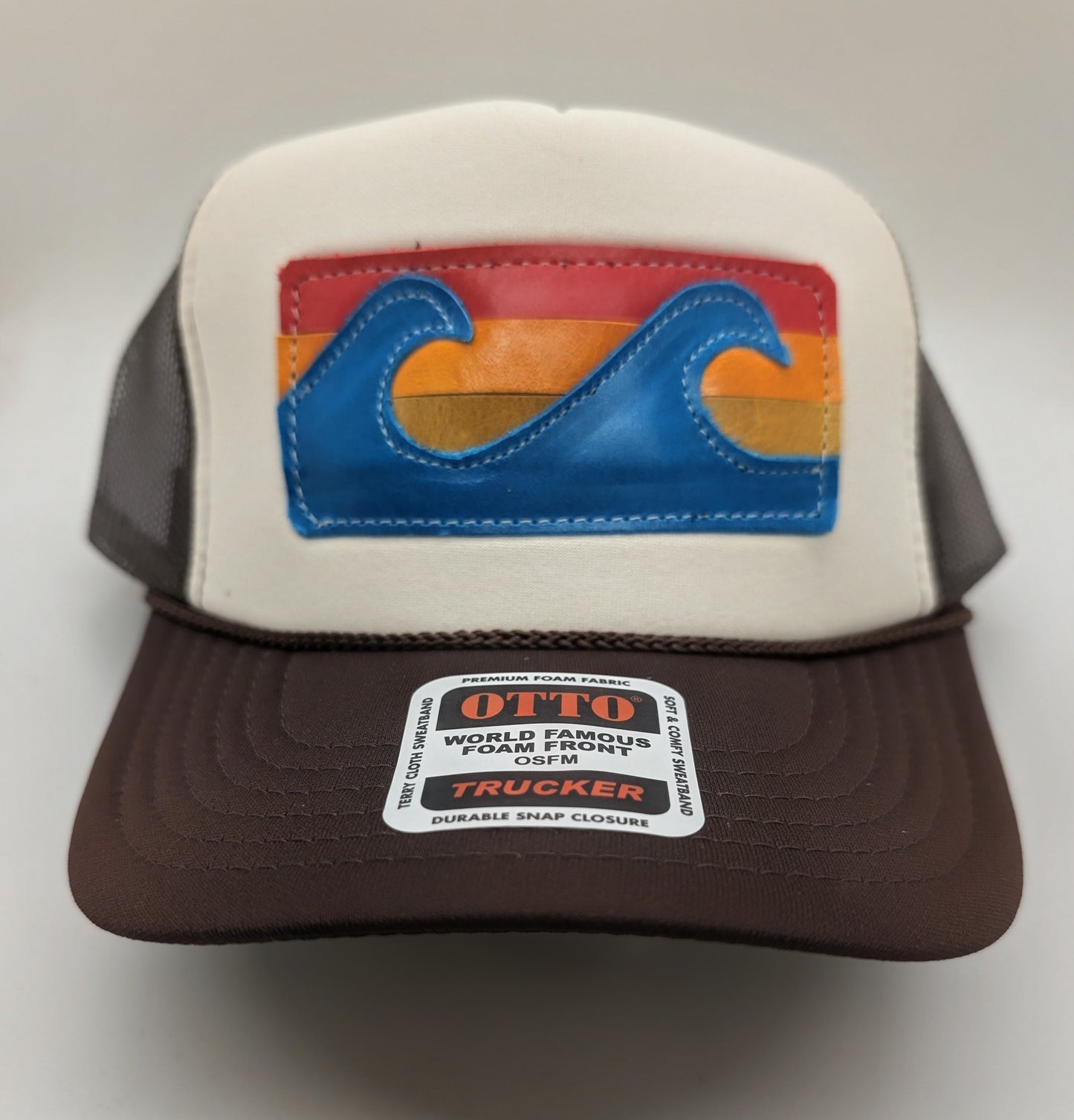 Leather Appliquéd Trucker Hat | Wave Rider