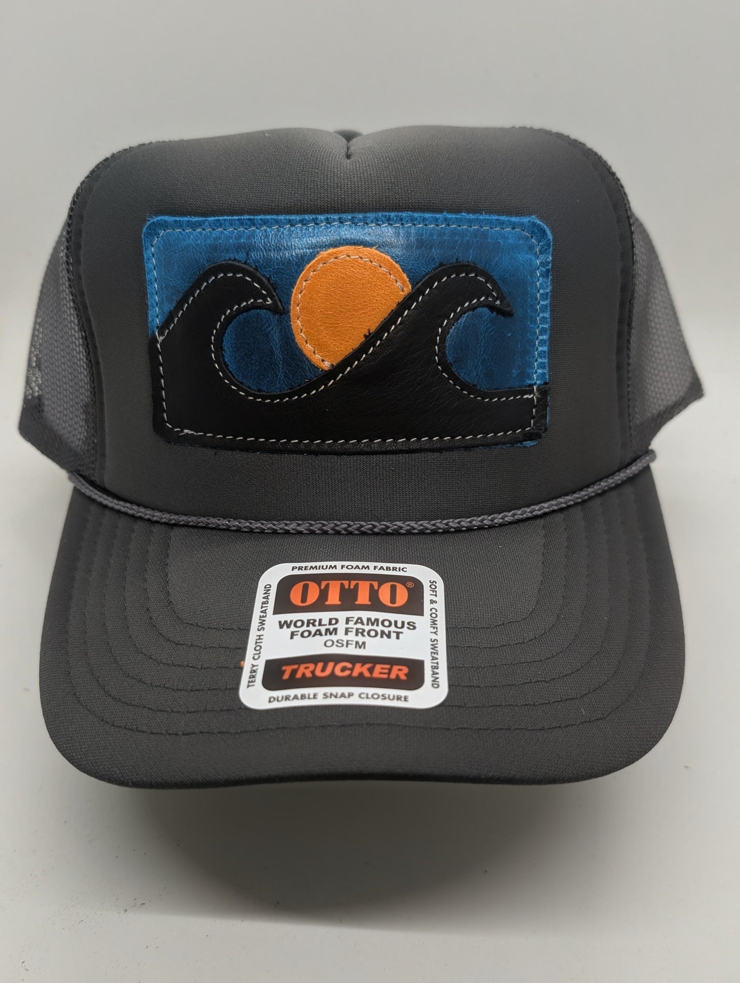 Leather Appliquéd Trucker Hat | Night Rider