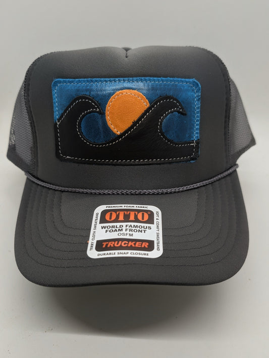 Leather Appliquéd Trucker Hat | Night Rider