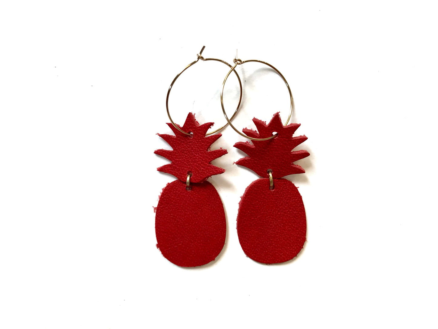 Vicki Jean leather pineapple hoop earrings