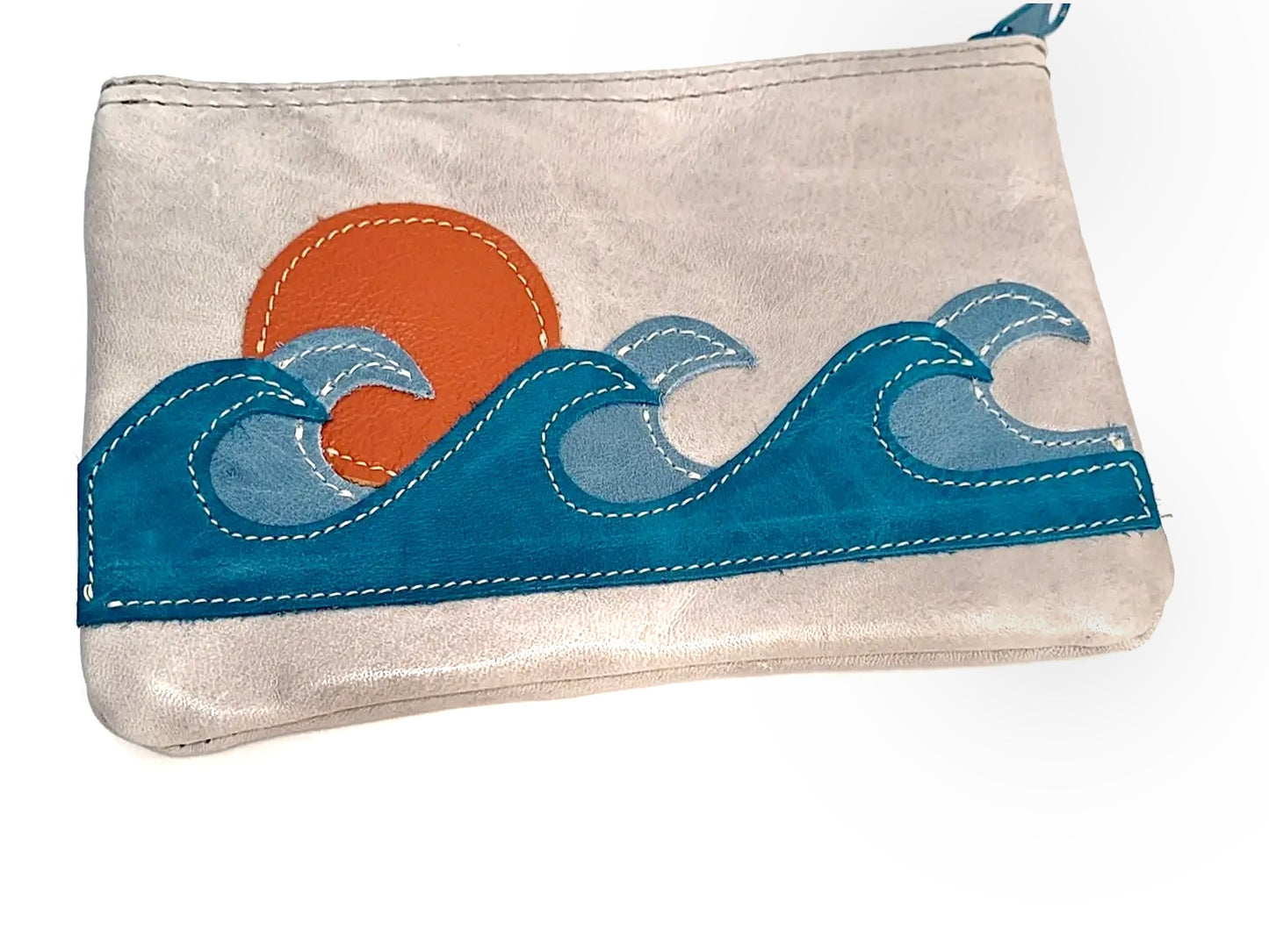 Waves Appliquéd Pouch